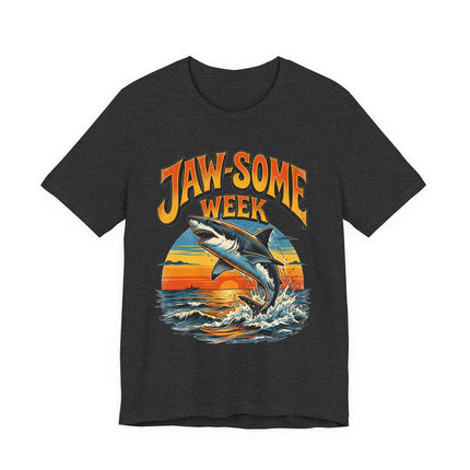 Jaw-some Week Shark T-Shirt — Retro Surf Sunset Graphic Tee