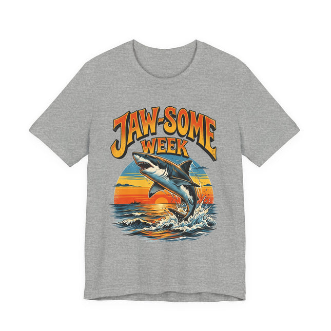 Jaw-some Week Shark T-Shirt — Retro Surf Sunset Graphic Tee
